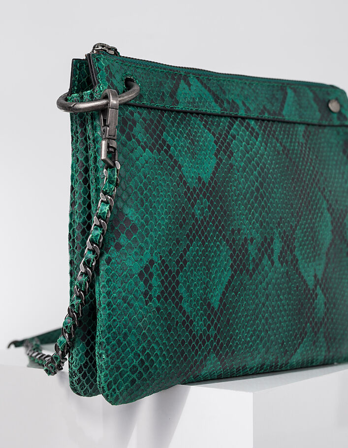 Dark Green Crossbody Bag Genuine Python Skin Adjustable -  Finland