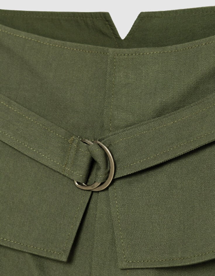 Khaki Shorts mit hoher Taille Damen-9