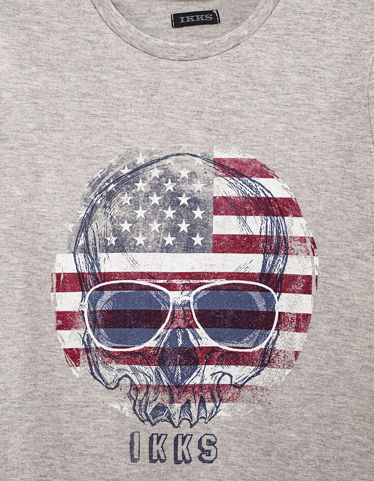 Boys’ mid-grey marl skull T-shirt-2 Boys’ mid-grey marl skull T-shirt-2