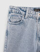 Blaue, knöchellange Mom-Mädchenjeans-3