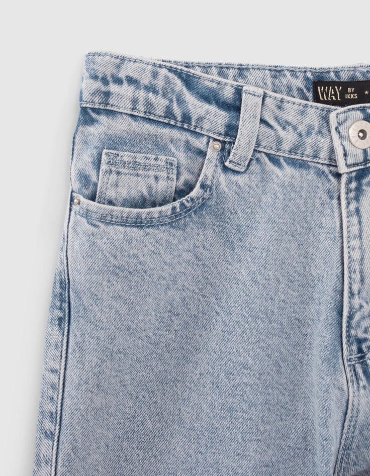 Blaue, knöchellange Mom-Mädchenjeans-3