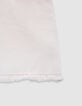Short en jean rose frangé effet deep dye fille-7