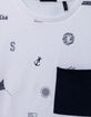 White organic cotton T-shirt with aquatic motifs for boy-6