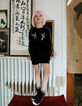 Combi-short noir esprit bomber avec broderies fille-2