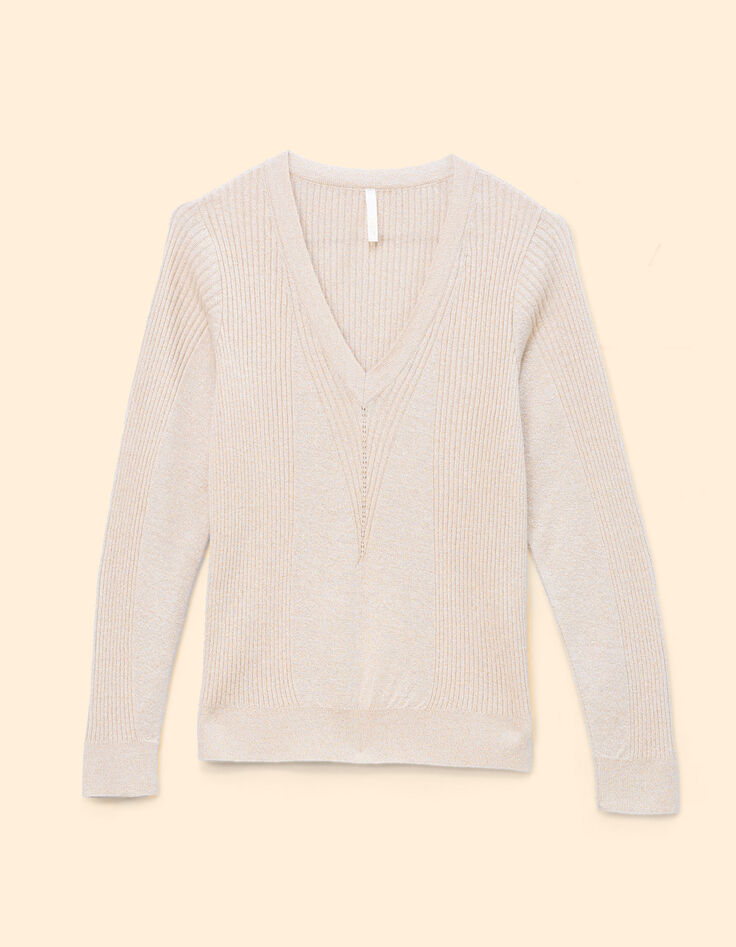 Pull dor&eacute; tricot lurex jeux de c&ocirc;tes I.Code-6