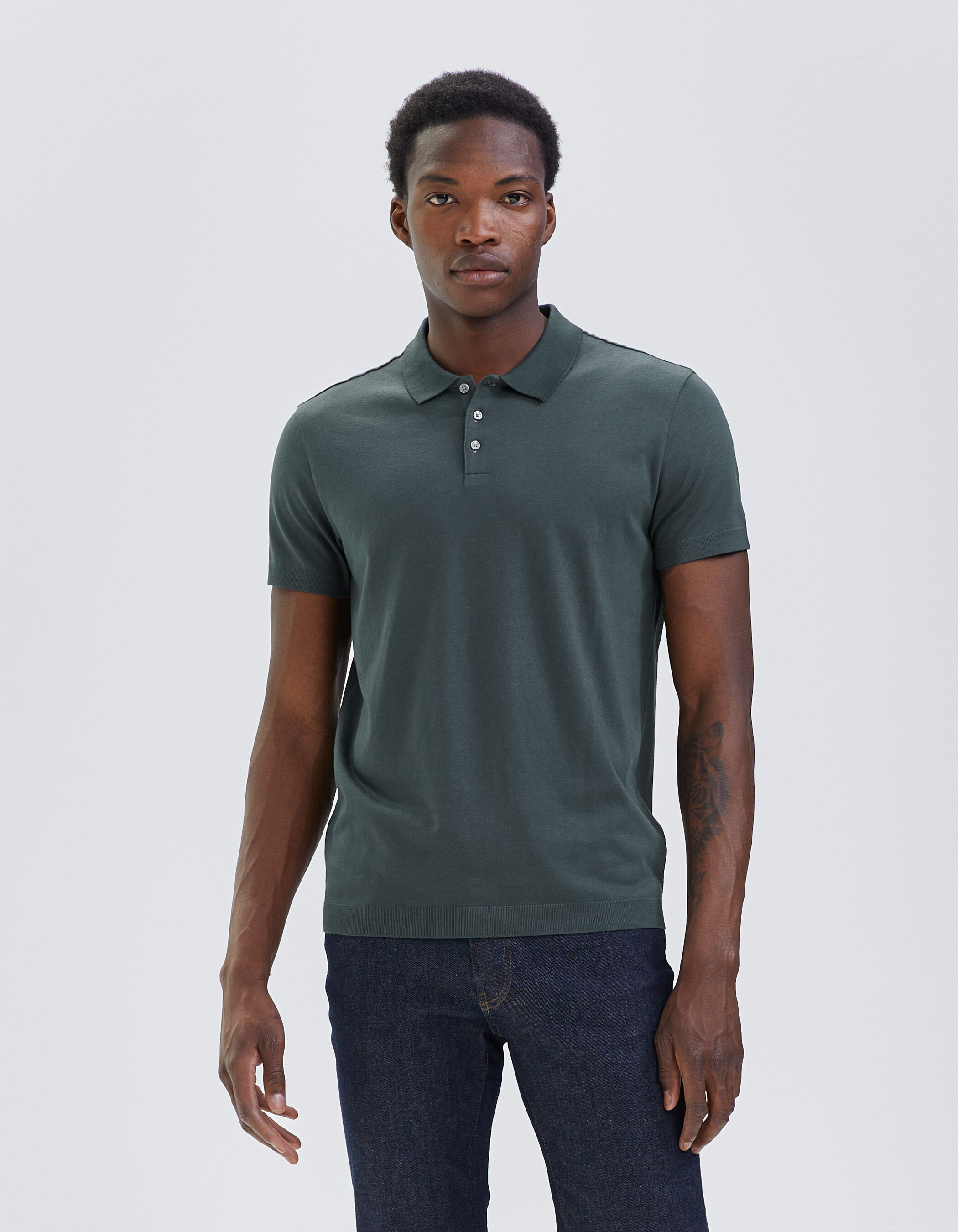 Men s steel cotton modal polo shirt