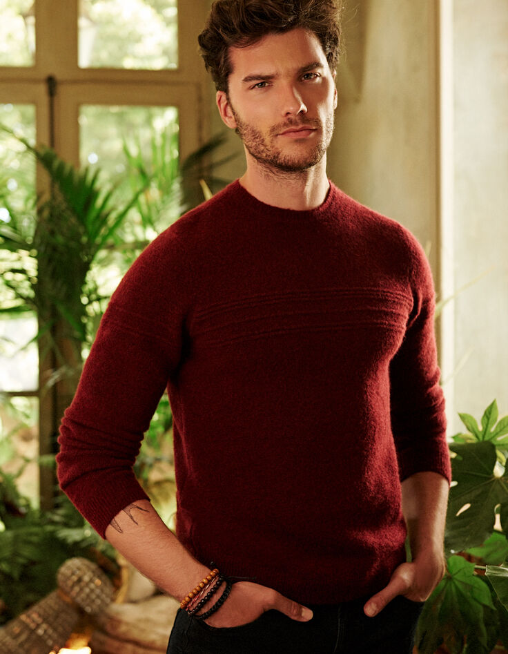 Men’s brick fluffy knit sweater-1