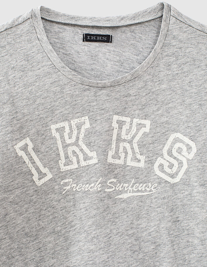 Grijs en marine bio T-shirt twee materialen meisjes - IKKS