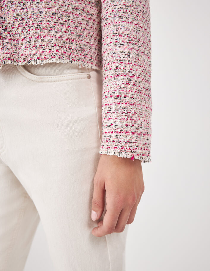 Vierkant jasje in roze fantasie-tweed voor dames - IKKS