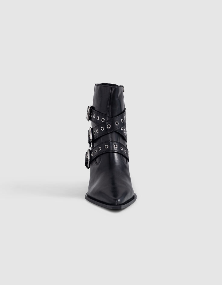 Botines Santiags cuero negro ojales Line 111 para Mujer-2