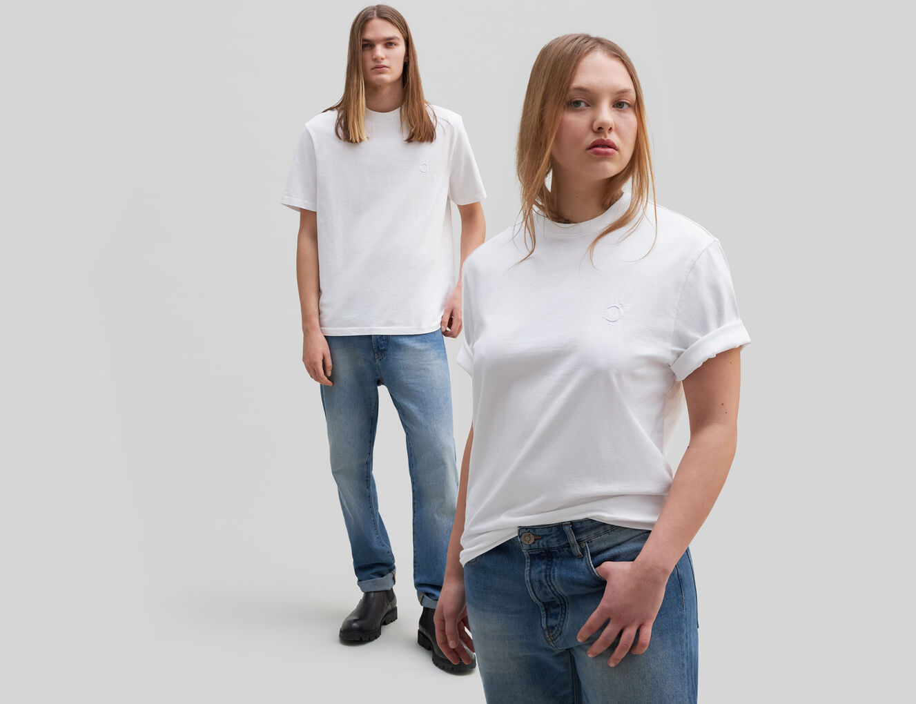 Unisex white cotton embroidered Gender Free T-shirt - IKKS-2