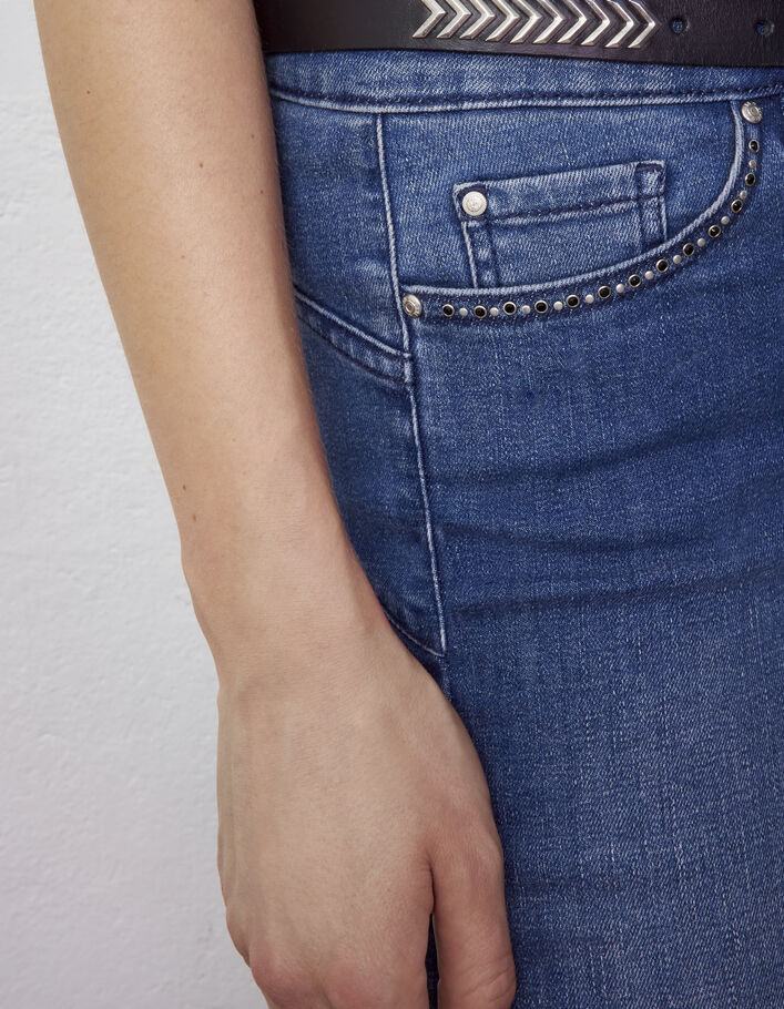 Blauwe slim jeans sculpt up mid waist sierstuds zakken - IKKS