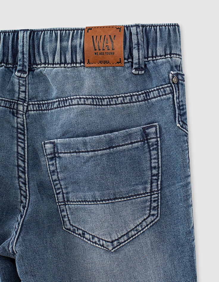 Boys' stone blue denim Bermudas with elasticated waist-6
