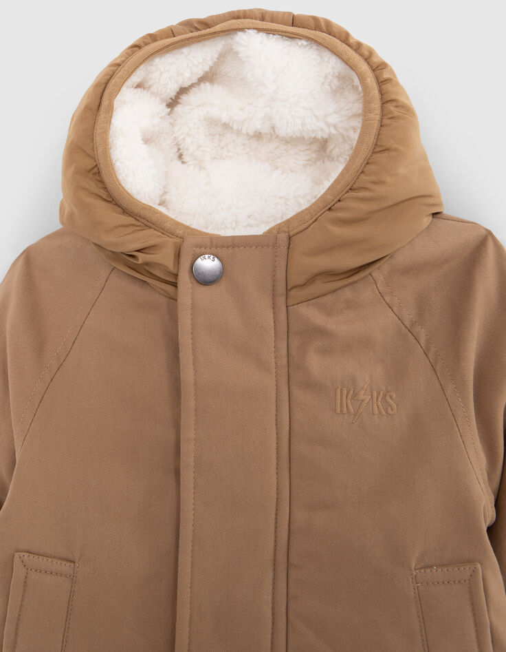 Zweilagig gefütterter Parka für Jungen in Kamel-2