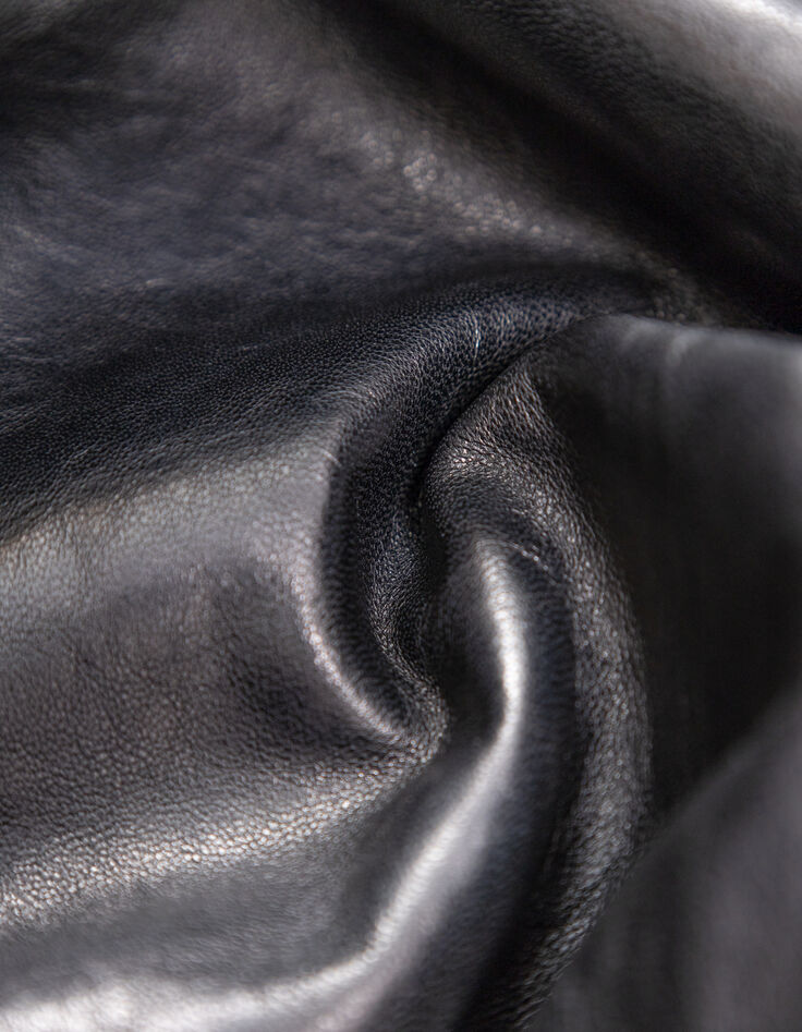 Bomber noir en cuir à parmenture amovible Homme-9