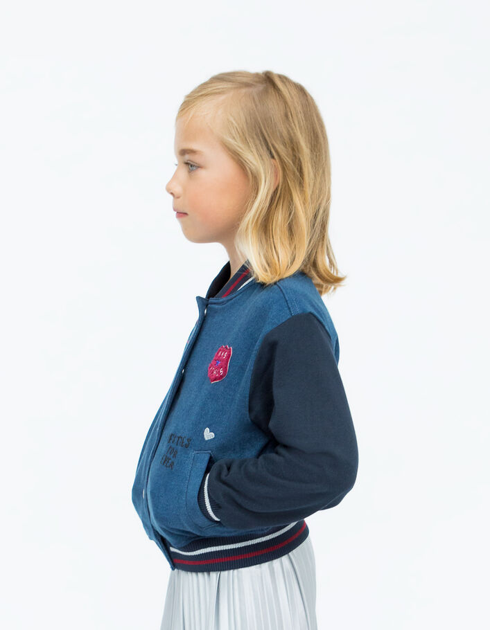 Marine baseballjack twee materialen borduursels meisjes-1