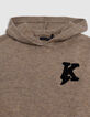 Pull camel tricot badge K broderie bouclette garçon-2