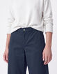 Chino large bleu marine coton Femme-4