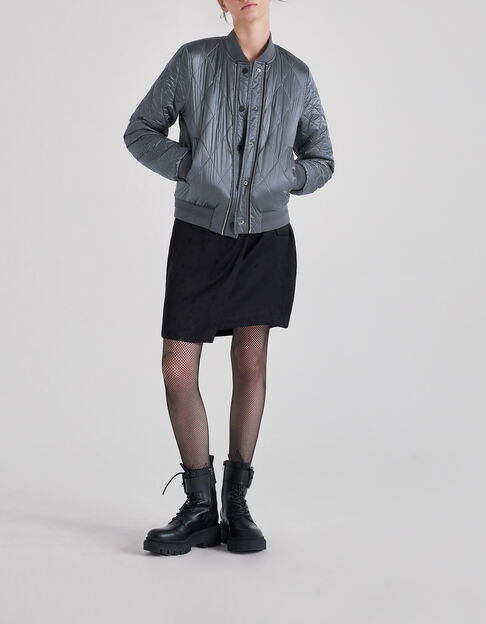 Women’s grey recycled quilted padded bomber jacket - IKKS