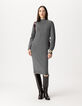 Robe pull grise tricot torsades placées Femme-2 Robe pull grise tricot torsades placées Femme-2