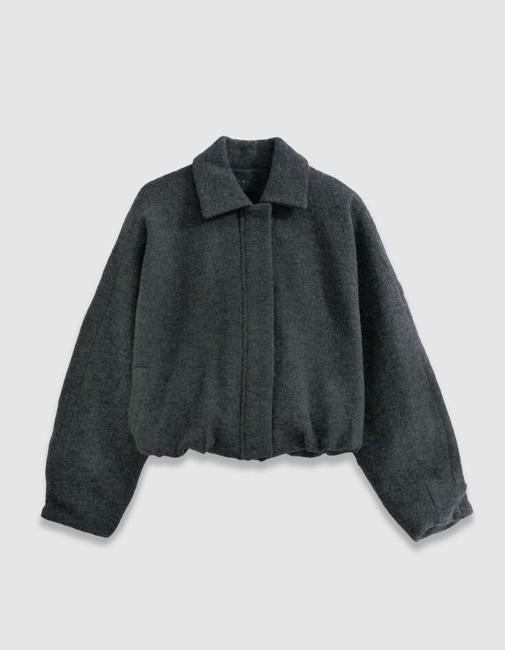 Blouson oversize gris laine bouillie Femme-7
