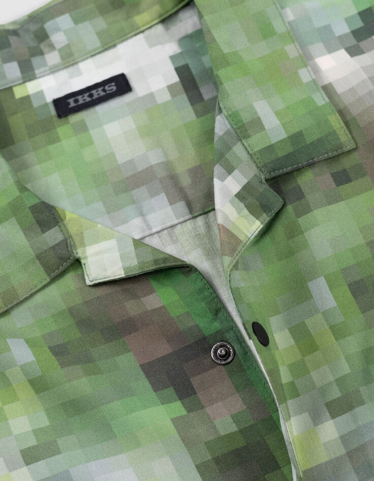 Chemise kaki imprimé camouflage pixellisé garçon-8