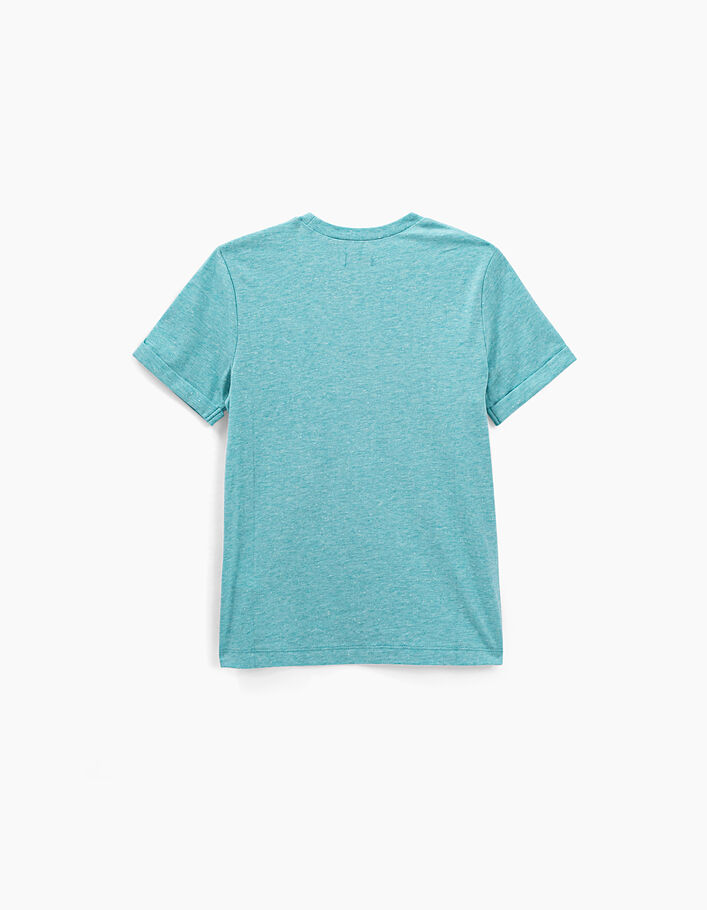 Lichtturquoise T-shirt opdruk sneakers biokatoen jongens  - IKKS