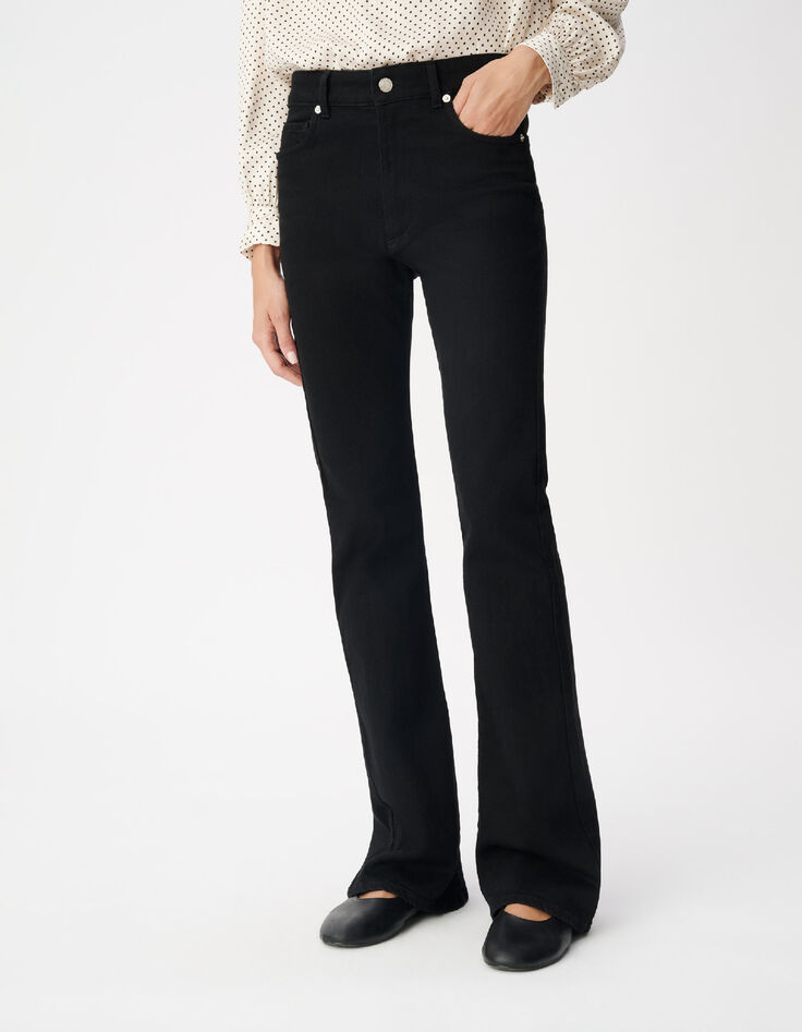 Jean flare noir taille haute Jodie Femme-2