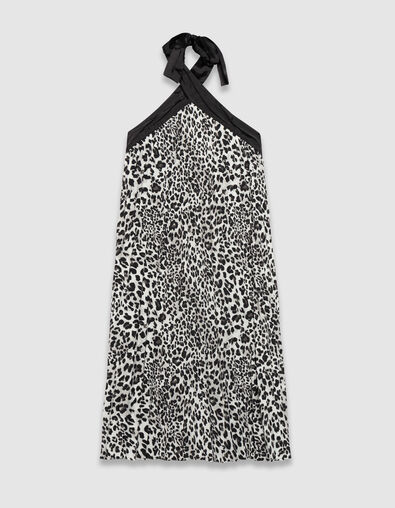Grijze plisséjurk blote rug polyester panter Dames - IKKS