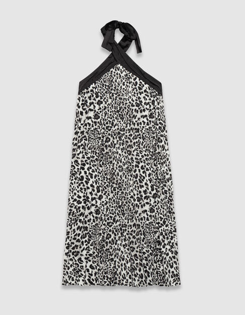 Grijze plisséjurk blote rug polyester panter Dames - IKKS