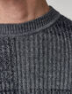 Men&rsquo;s navy checked knit sweater-4