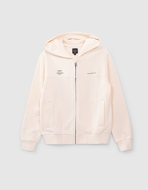 Boys’ ecru cardigan with print slogan on back - IKKS