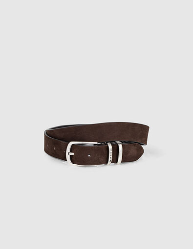 Men’s mocha leather belt with 2 loops - IKKS