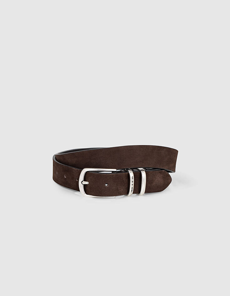 Men’s mocha leather belt with 2 loops-1