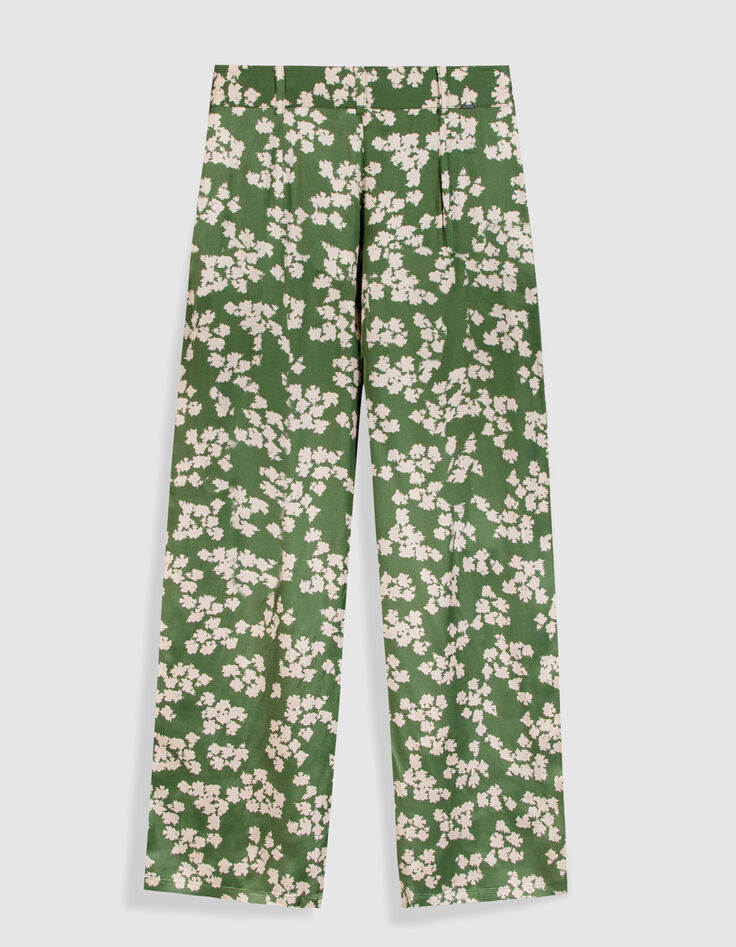 Pantalon large vert imprim&eacute; feuilles Femme-7