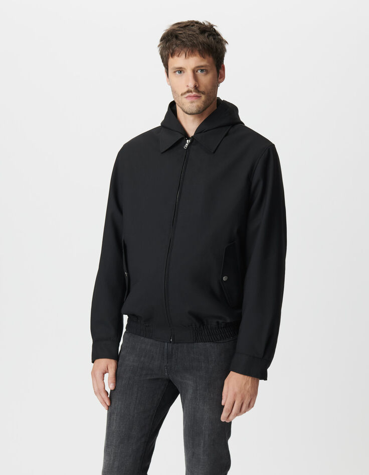 Blouson noir parementure noire amovible Homme-4