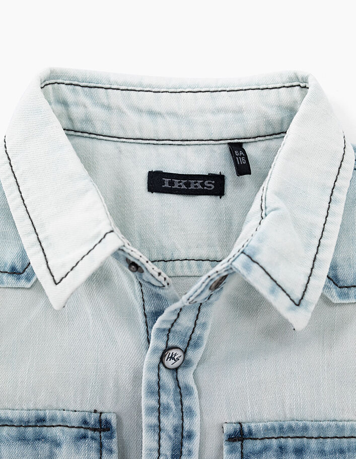 Boys’ bleach blue printed denim shirt  - IKKS