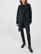 Women’s black mixed fabric trench coat + neoprene sleeves-3