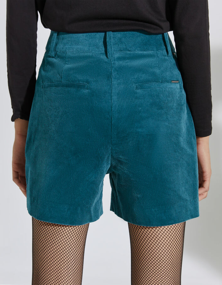 Women’s blue corduroy high-waist short shorts - IKKS