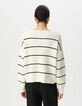 Oversized gebreide matrozentrui zwarte strepen Dames-3