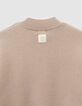 Beiger Mädchenstrickpulli abnehmbare Ärmel-8