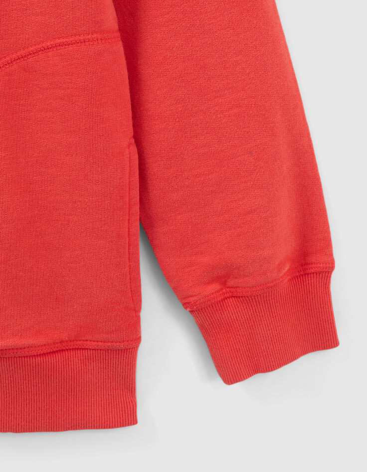 Cardigan orange fonc&eacute; message emboss&eacute; dos gar&ccedil;on-4