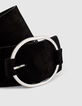 Brede zwarte leren riem suède-effect dames-3