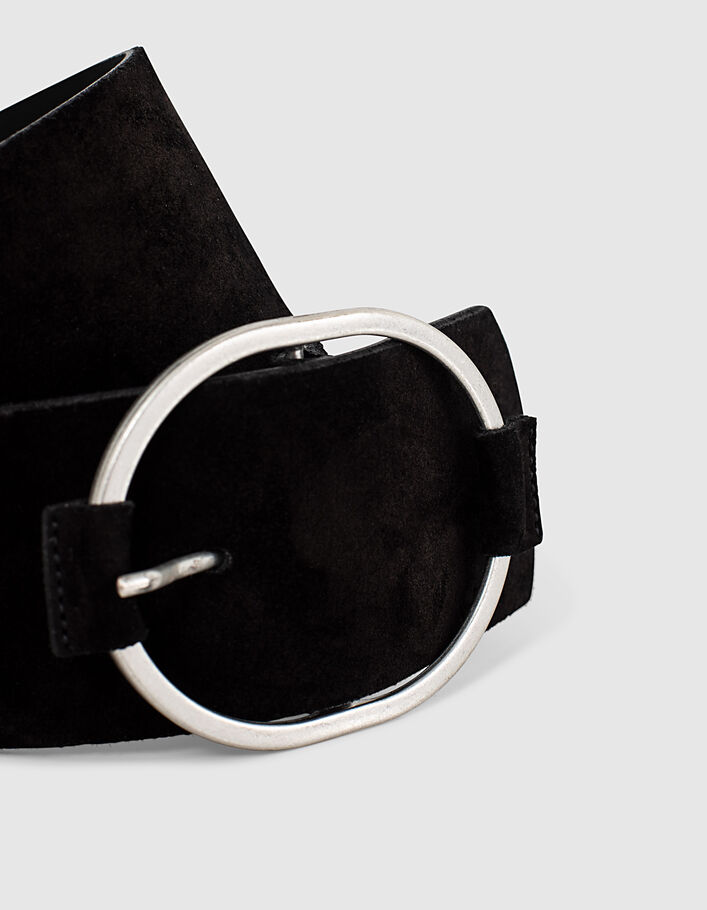 Women’s black suede-look wide leather belt - IKKS