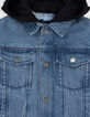 Blouson en jean bleu capuche amovible garçon-9