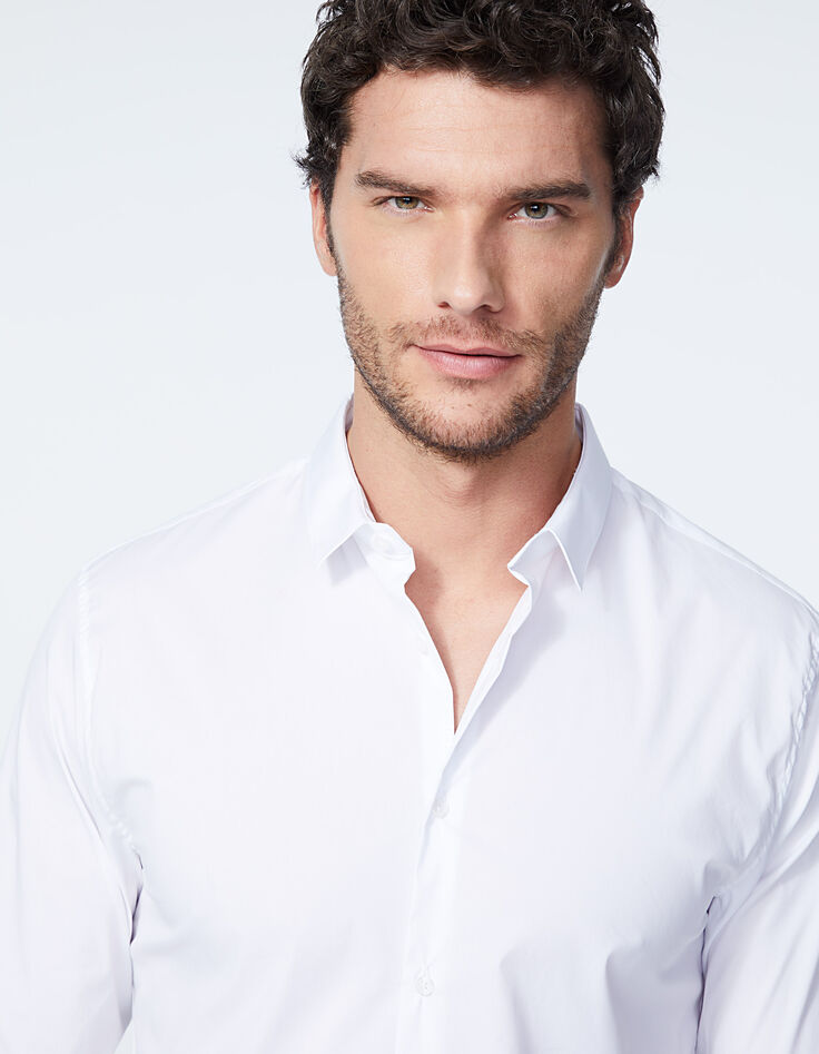 Chemise SLIM blanche détail col EASY CARE Homme-5 Chemise SLIM blanche détail col EASY CARE Homme-5