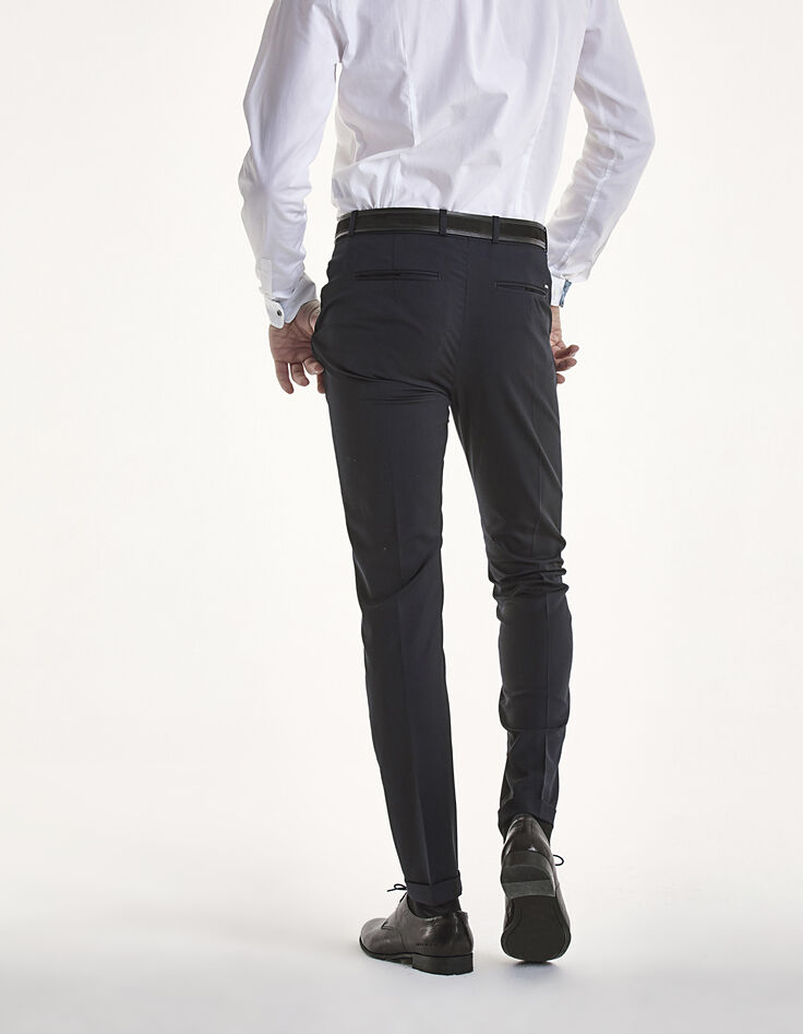 Pantalon marine &agrave; revers infroissable Homme-3