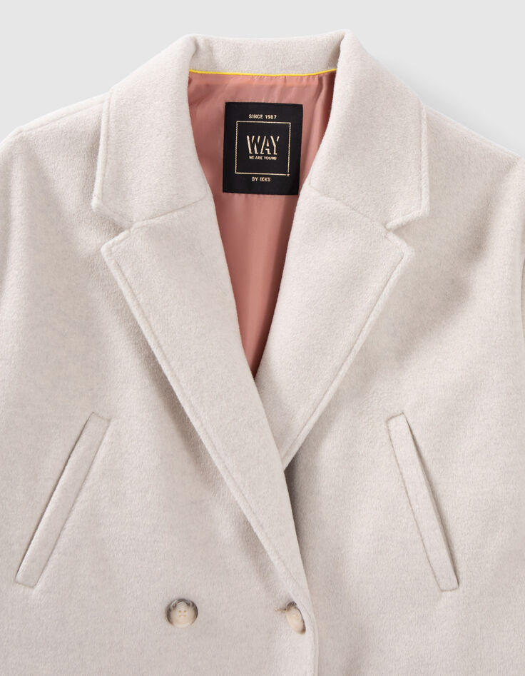 Lange ecru jas double breasted meisjes-2