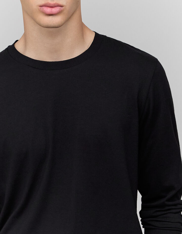 Camiseta negra de algodón modal Hombre-4