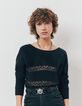 Jersey de punto negro marinera encaje mujer-1